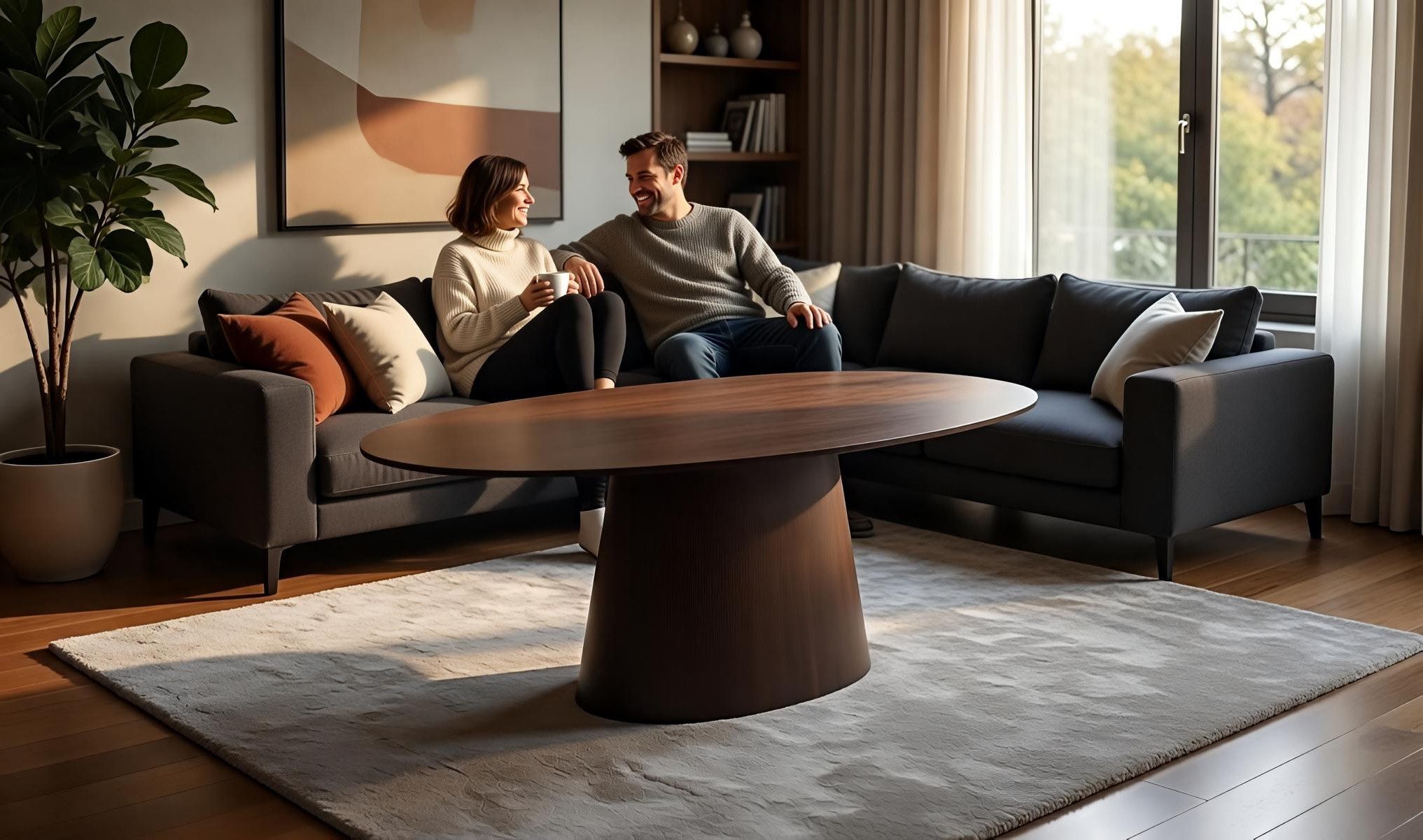 Xlmoebel Esstisch Ovaler Esstisch aus massivem Holz in modernem Braun für Esszimmer, Made in Europa