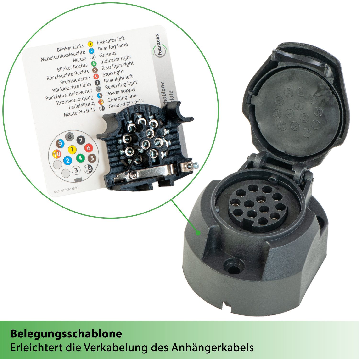 fouraces Anhänger KFZ Buchse 13pol