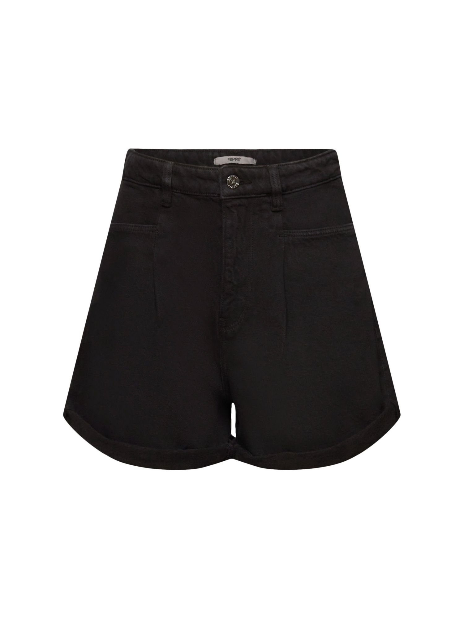 Esprit Shorts mit hohem Bund Leinenshorts (1-tlg) BLACK
