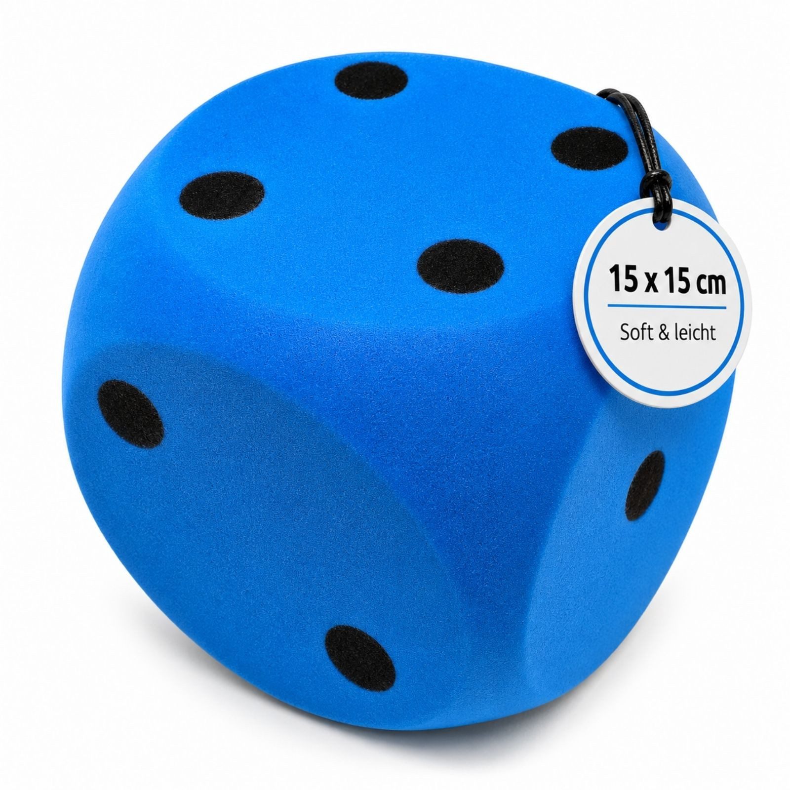 alldoro Softball XXL Schaumstoff-Würfel 15 cm blau, Augenwürfel extra weich und groß, Spielwürfel für Kinder ab 3 Jahren, für Würfel-, Lern- & Motorikspiele