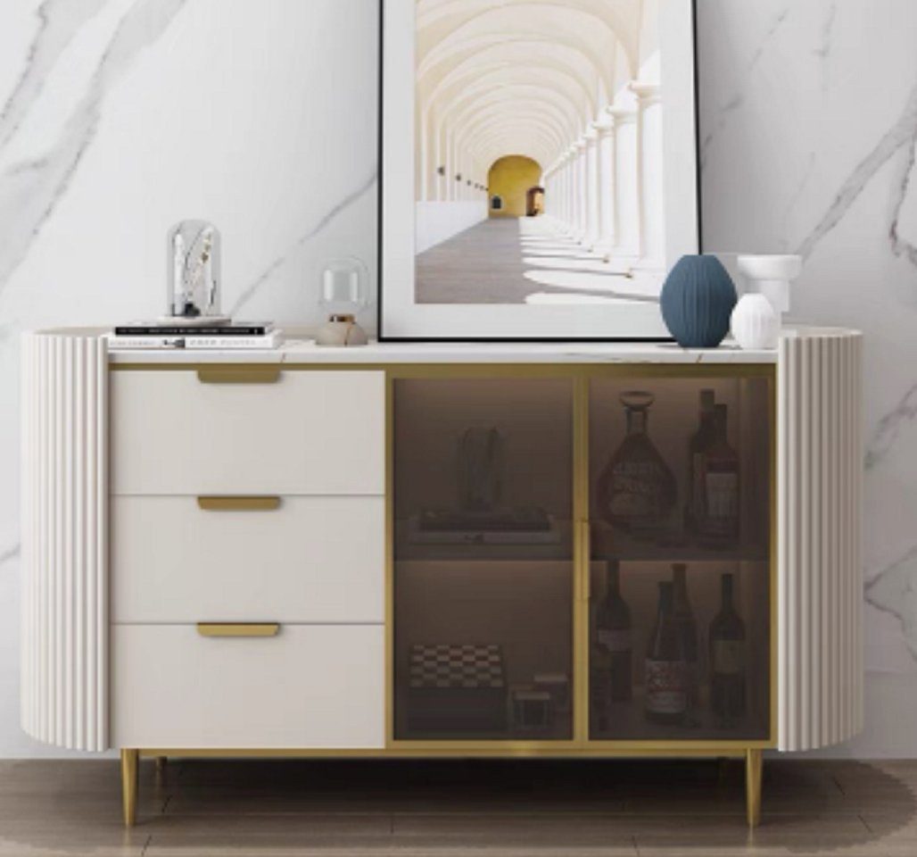 JVmoebel Sideboard Designer Sideboard Anrichte Wohnzimmer Regal Edelstahl Luxus Board (1 St., Sideboard), Made in Europe