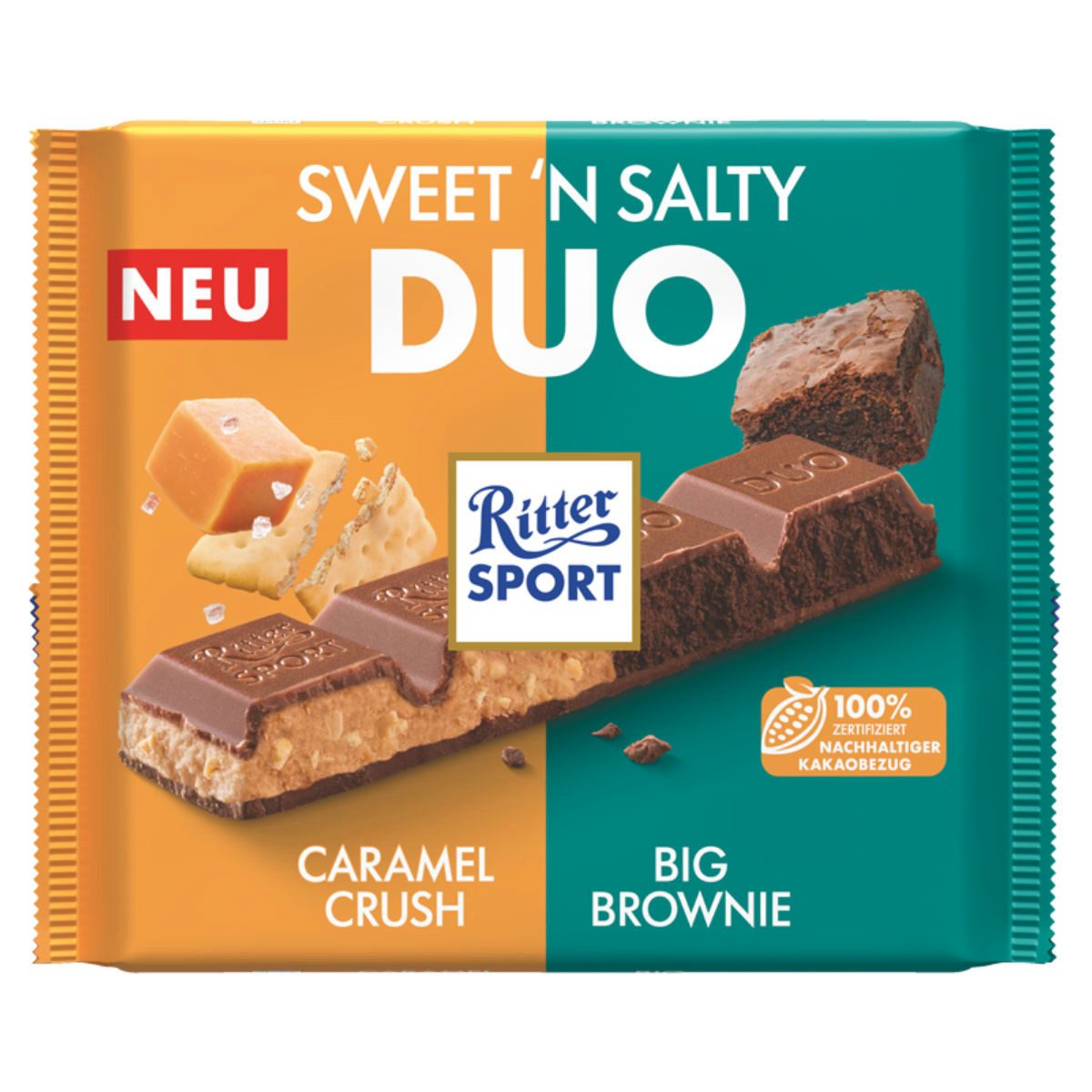 Ritter SPORT Schokolade, Ritter Sport Sweetn Salty Duo mit Karamell und Butterkeks 218g
