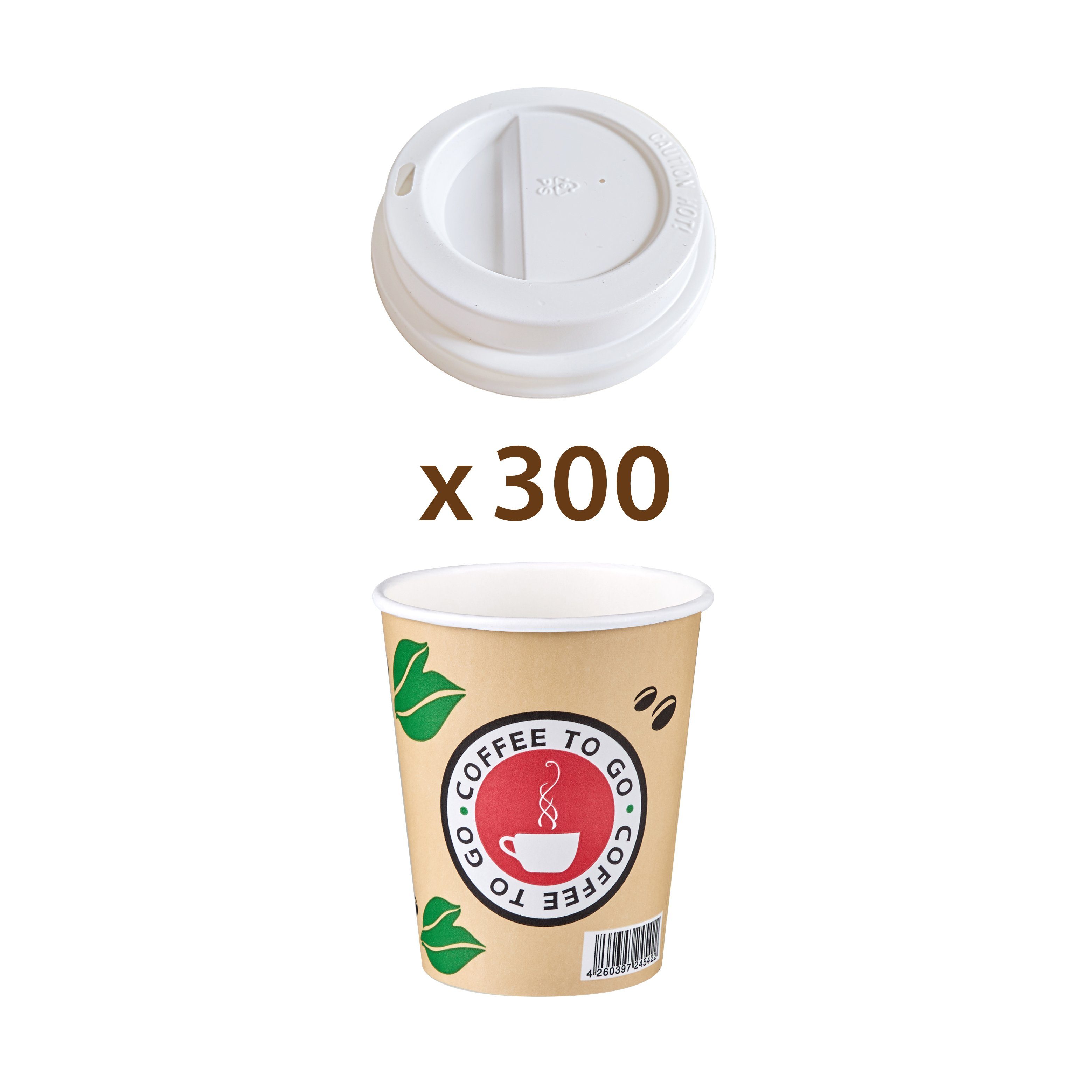 Goldhofer Coffee-to-go-Becher Kaffeebecher Set (100-2000 Stück) hitzebeständige Pappbecher, 300-tlg., Mit Deckel, Optional mit Deckel