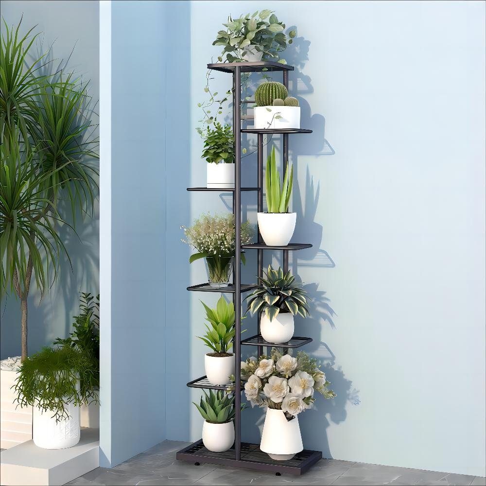 MULISOFT Pflanzentreppe (Schmiedeeisernes Blumenregal, 8 Schichten 9 Töpfe), Home Balkon Аксесуари для будинку Indoor Outdoor Blumenständer