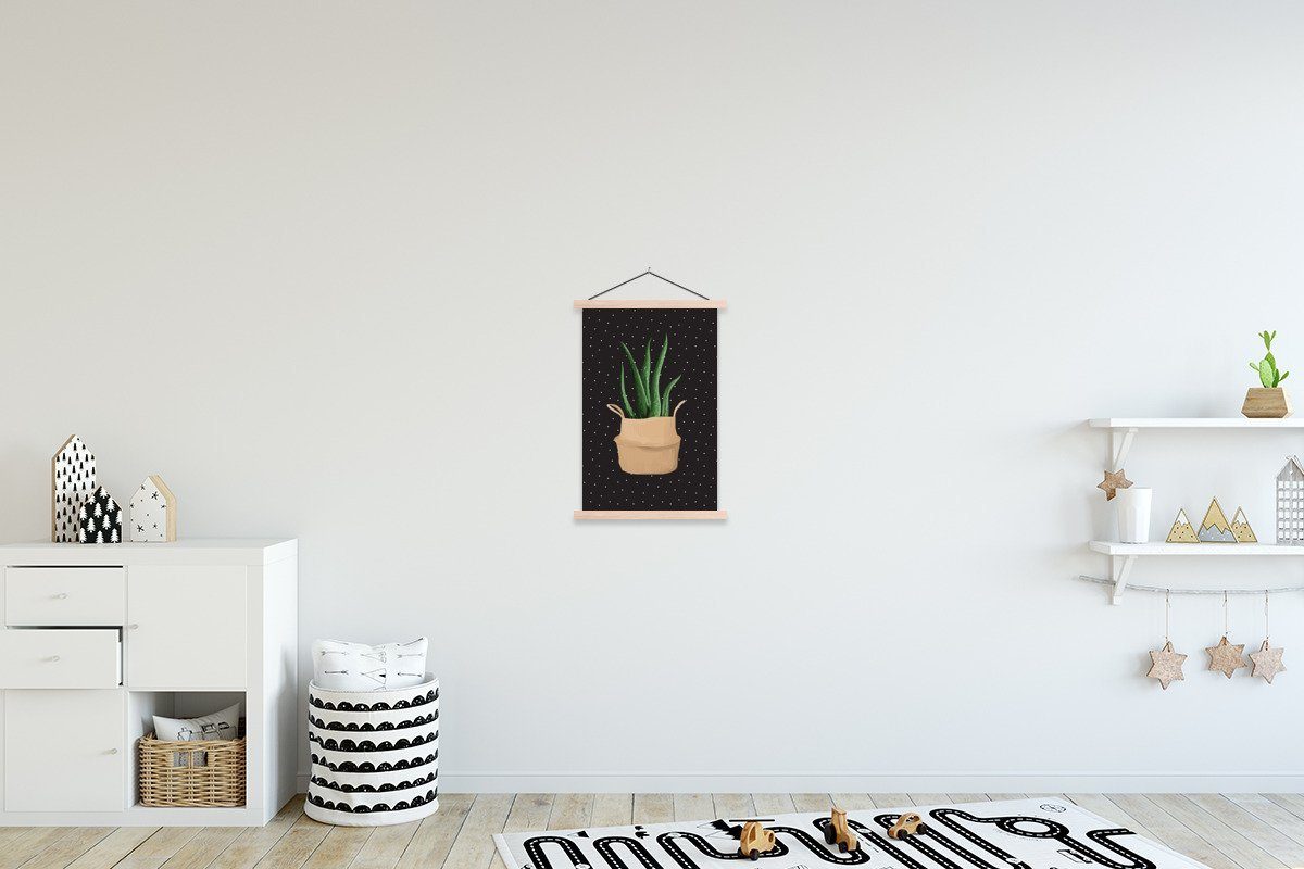 MuchoWow Poster Pflanze - Aloe Vera - Pflanzgefäß, (1 St), Posterleiste, Textilposter für Wohnzimmer, Bilderleiste, Magnetisch