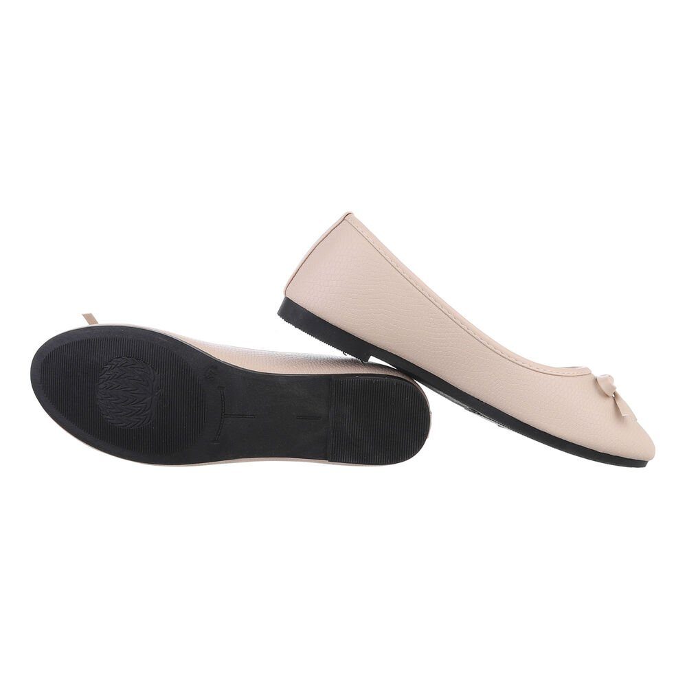 Ital-Design Damen Freizeit Ballerina (85894039) Blockabsatz Klassische Ballerinas in Beige