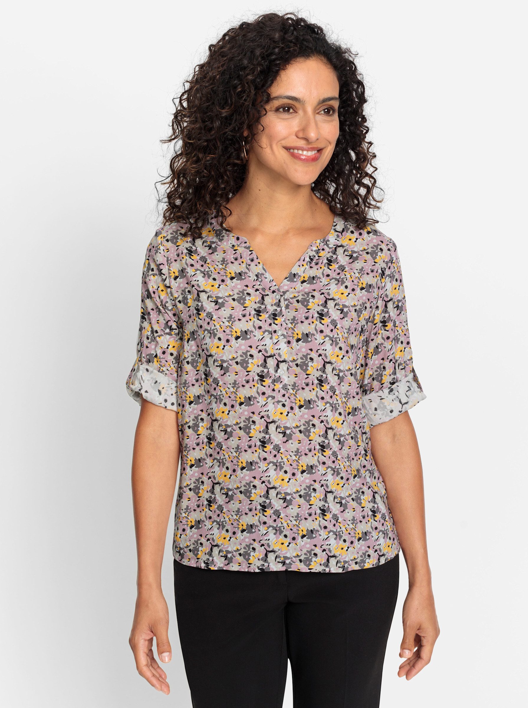 Klassische Bluse Schlupfbluse 3/4-Arm