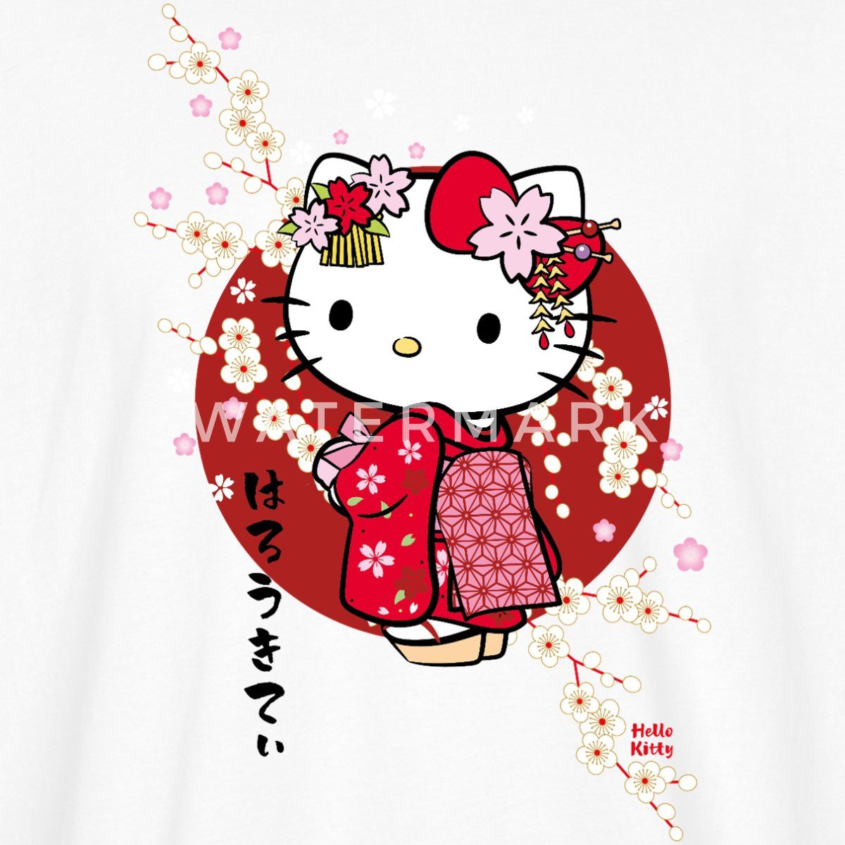 Spreadshirt T-Shirt Hello Kitty Japan Kimono Kirschblüten Oversize Unisex T günstig online kaufen