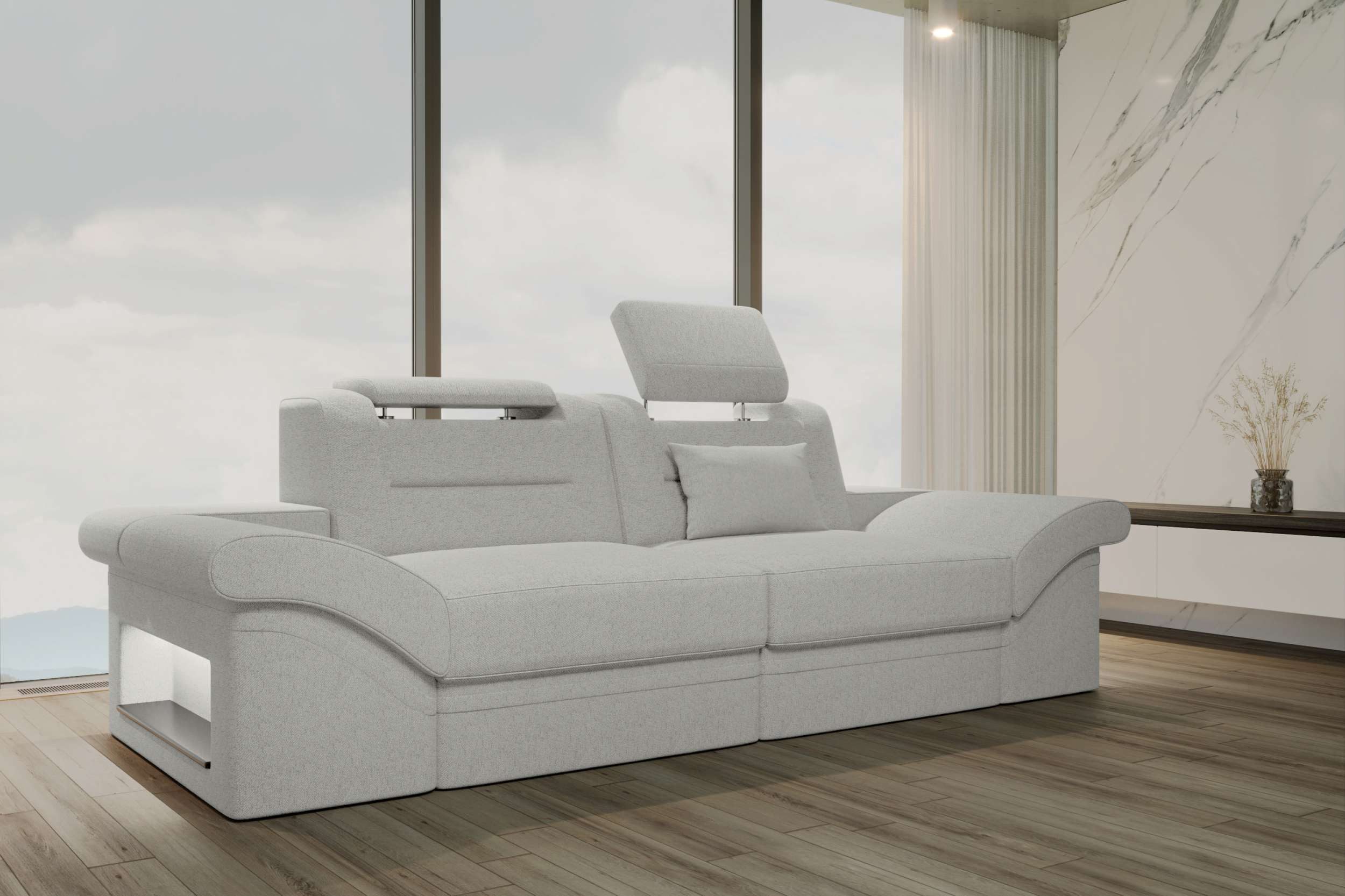 Sofa Dreams Polstergarnitur 2-Sitzer Polstersofa Monza, (Sofa, Big-Sofa), Designersofa Couch, 1 Zierkisse inklusive, LED