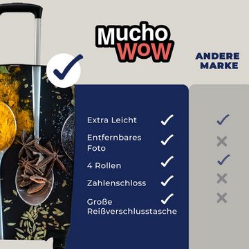 MuchoWow Handgepäckkoffer Löffel - Gewürze - Kräuter - Lebensmittel - Tisch, 4 Rollen, Reisetasche mit rollen, Handgepäck für Ferien, Trolley, Reisekoffer