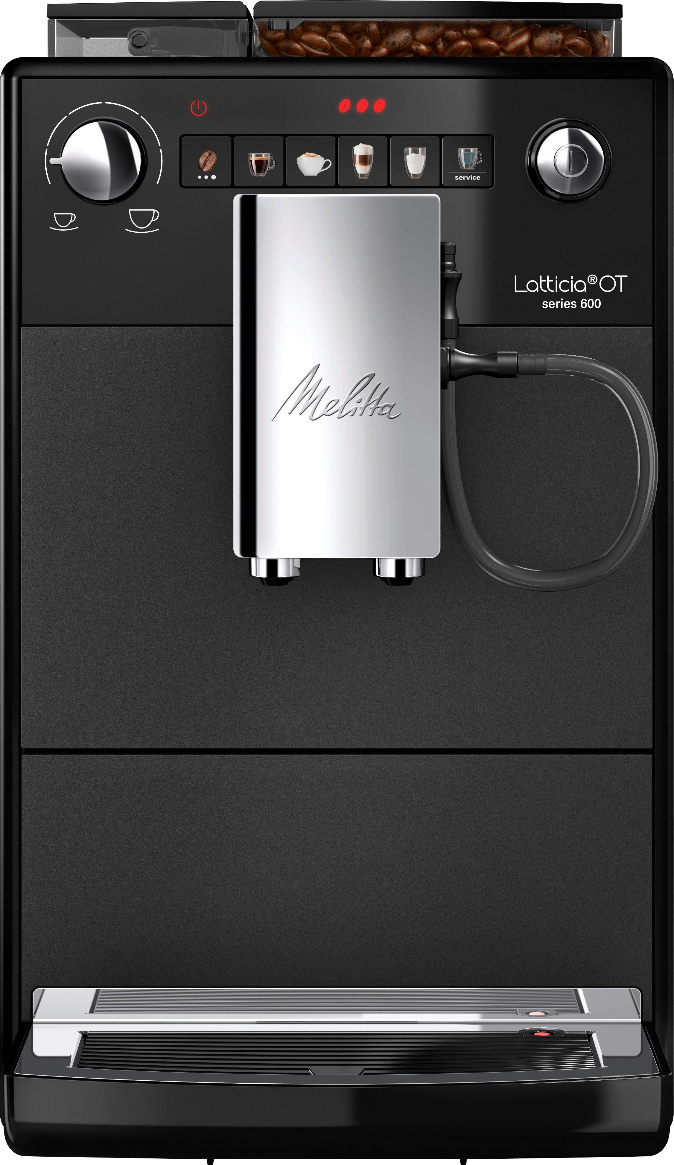 Melitta Kaffeevollautomat Latticia® One Touch & aber XL XL kompakt, Bohnenbehälter F300-100, Wassertank schwarz