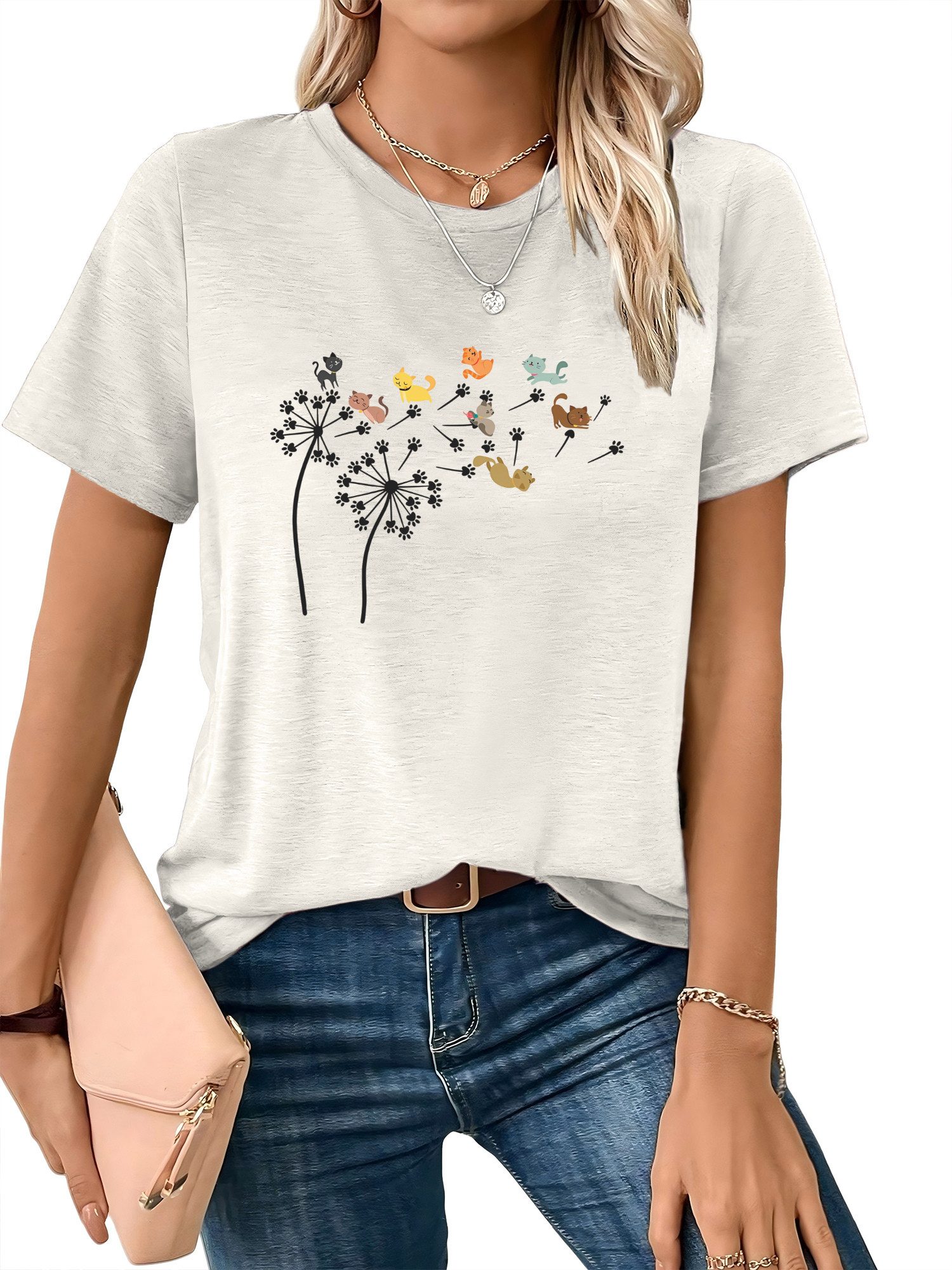 PYLIKE Kurzarmshirt Bequemes Shirt Damen Kurzarm Sommer Basic-Shirt mit aus günstig online kaufen