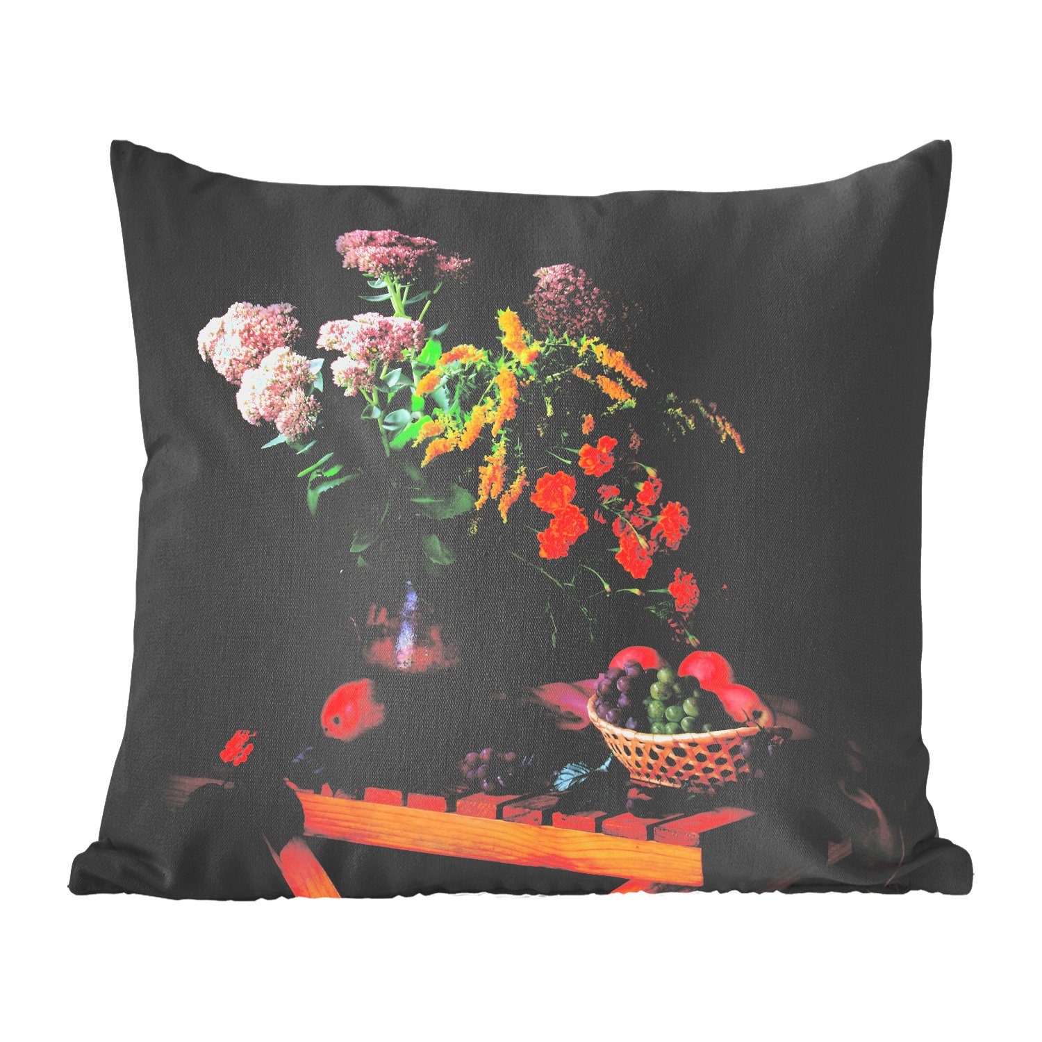 Füllung - mit Malerei - - Sofakissen Schlafzimmer, Blumen Wohzimmer, MuchoWow Stillleben - Dekokissen Tisch Deko, Kunst, - Obst für Zierkissen