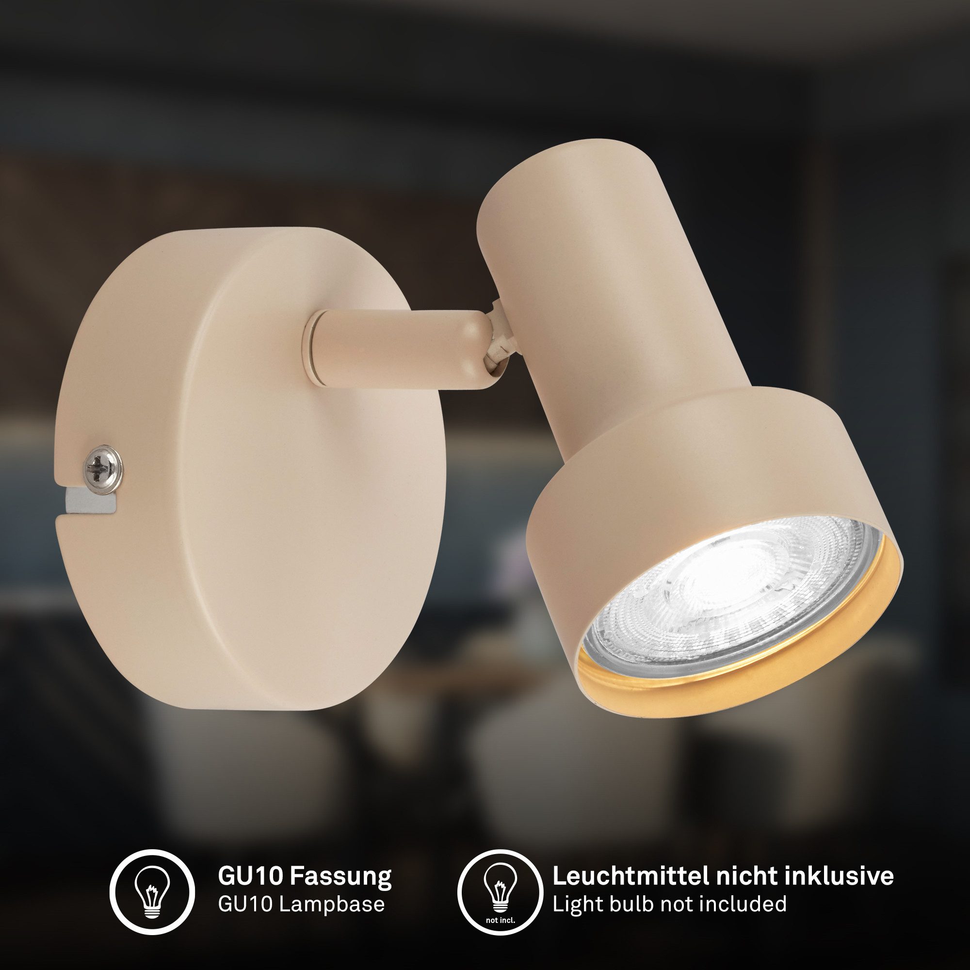 Briloner Leuchten Deckenspot LED Wandlampe Innen Wohnzimmer GU10, exkl. Leuchtmittel, ohne Leuchtmittel, 2700K - Extra - Warmweiß, Wandlampe, 12x8x12,3cm, Schwarz, max.40W, GU10, Innen, Wohnzimmer