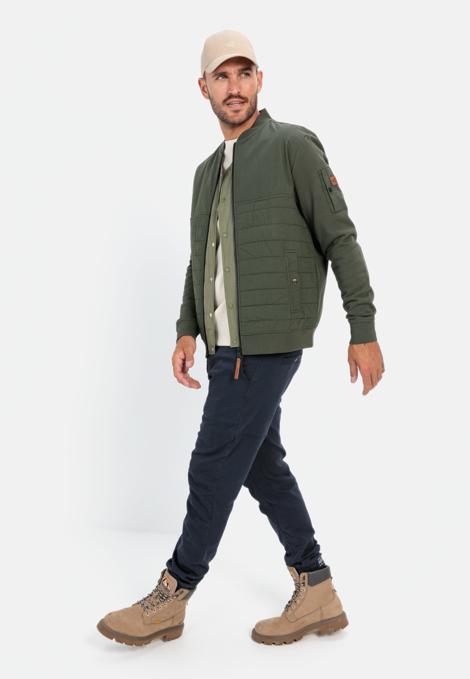 camel active Sweatjacke mit Bomberkragen Langarm