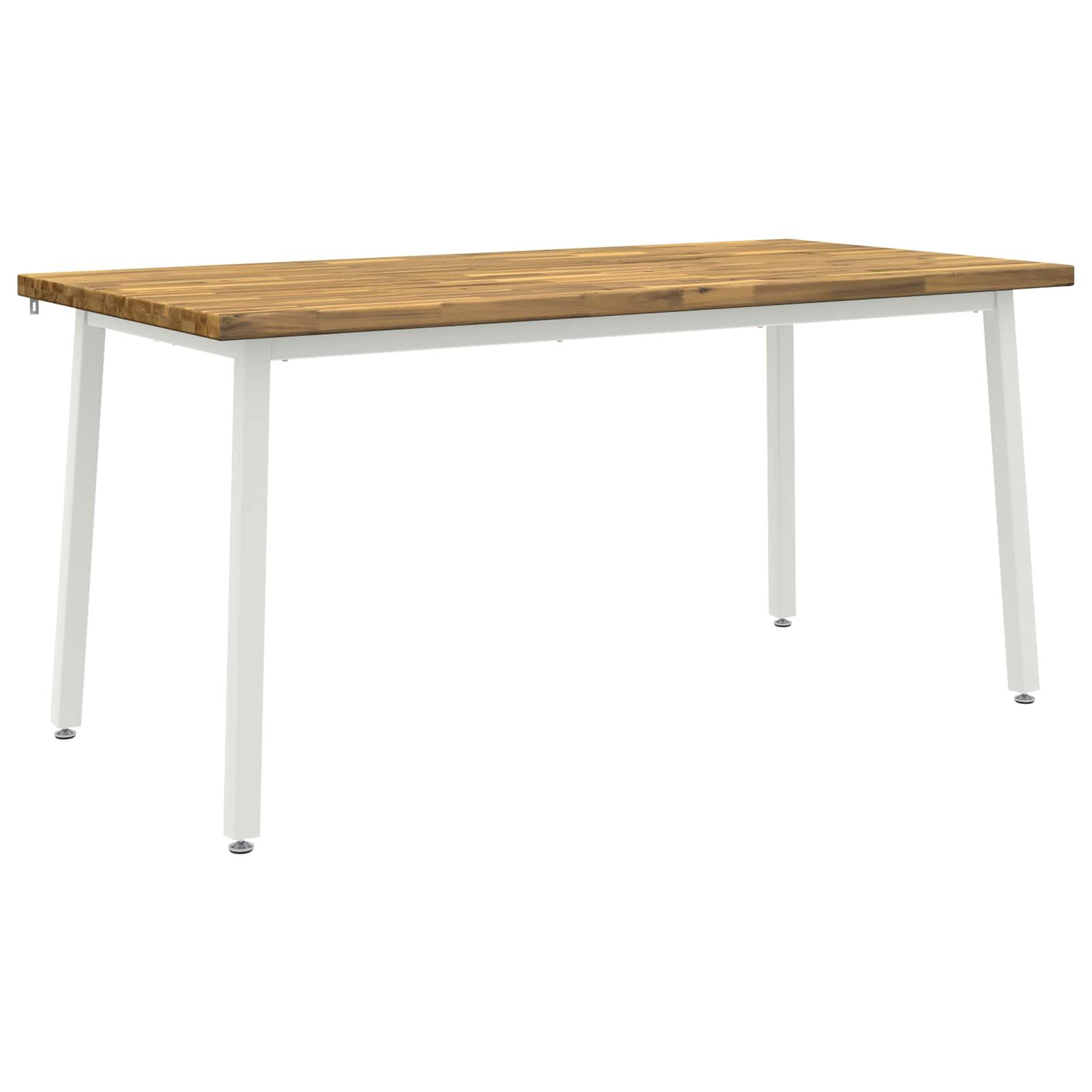 vidaXL Esstisch Quadratischer Esstisch 160 x 80 x 75 cm Massivholz Weiß (1-St)
