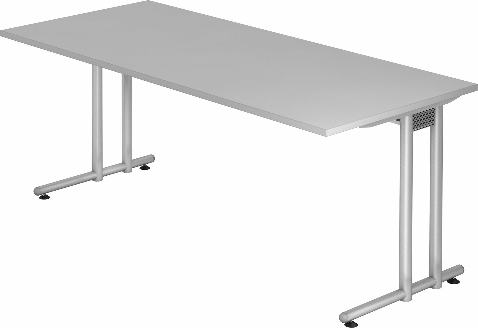bümö Schreibtisch Schreibtisch Serie-N, Rechteck: 180 x 80 cm - Dekor: Grau