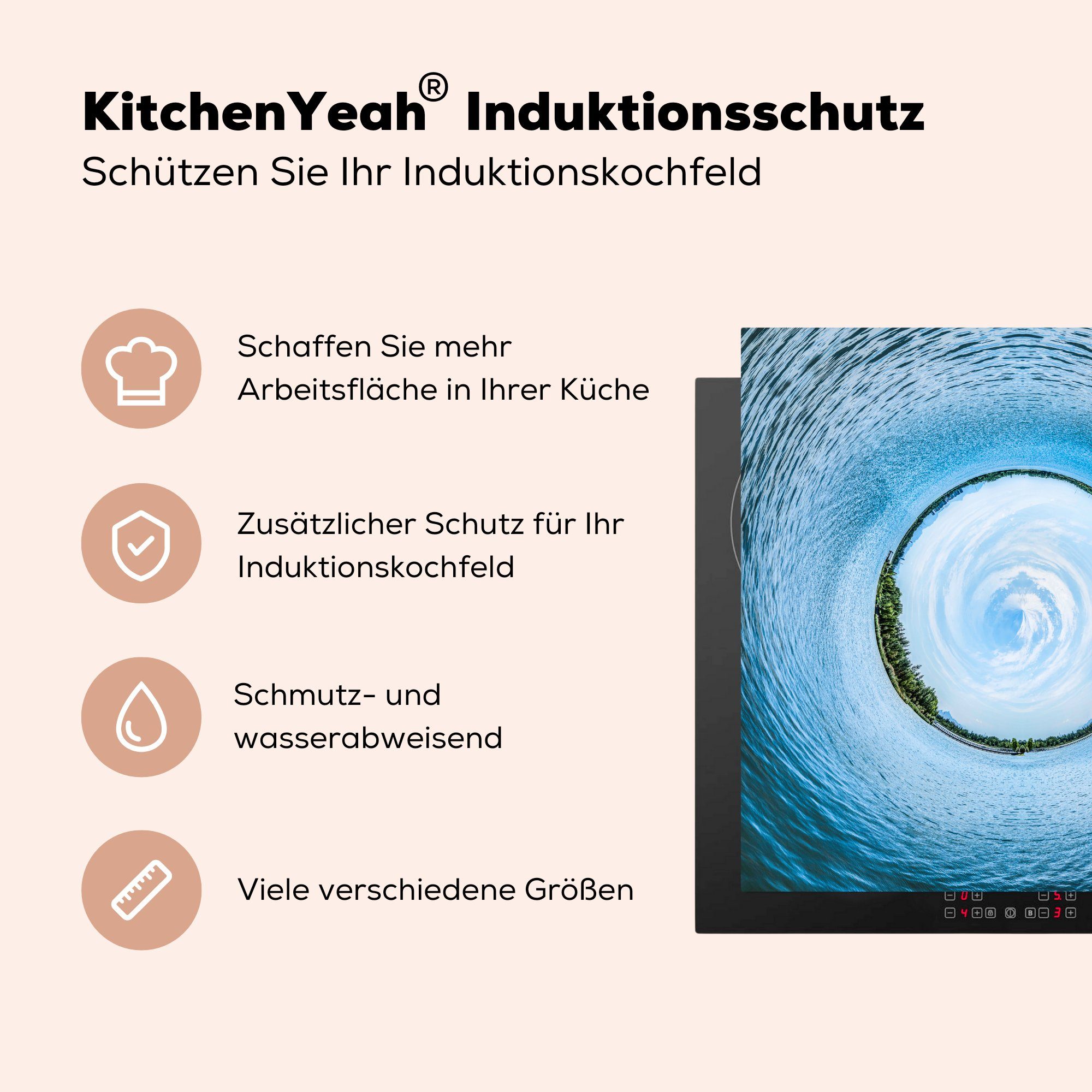 MuchoWow Herdblende-/Abdeckplatte Kleiner Planet Ozean, Vinyl, cm, Arbeitsplatte tlg), küche Ceranfeldabdeckung, (1 78x78 für