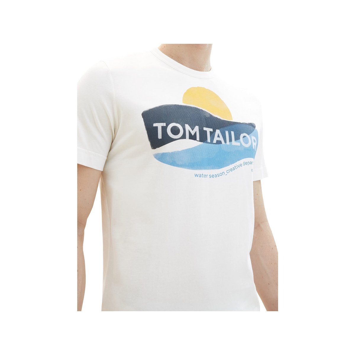 TOM TAILOR Rundhalsshirt offwhite (1-tlg) Off White 10332
