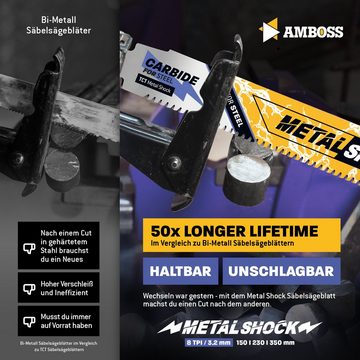Amboss Werkzeuge Sägeblatt 3x Amboss Metal Shock Säbelsägeblatt Länge 230 mm