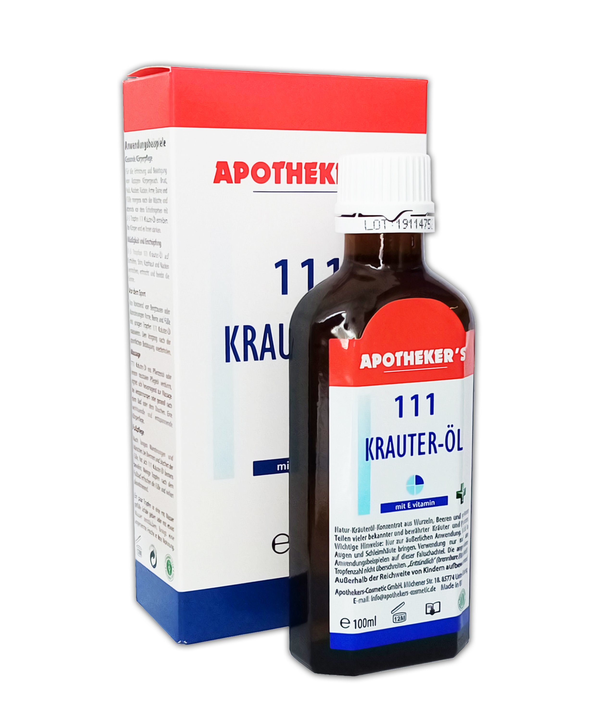 APOTHEKER'S Gleit- & Massageöl Kräuter-Öl 100ml 111 mit E-vitamin Naturkräuteröl Kräuteröl Körperpflege 47, 1-tlg.