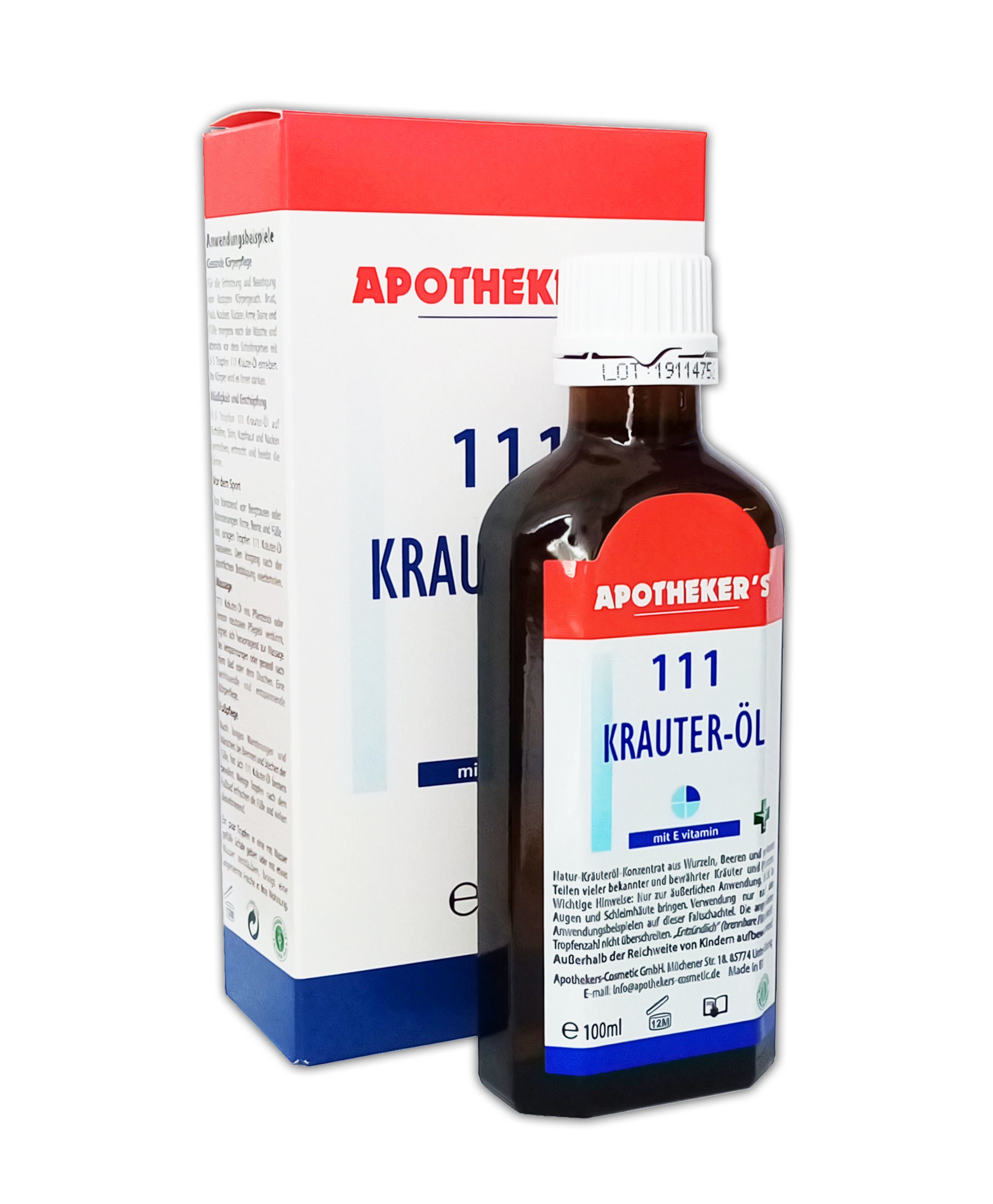 APOTHEKER'S Gleit- & Massageöl Kräuter-Öl 100ml 111 mit E-vitamin Naturkräuteröl Kräuteröl 47, 1-tlg., Körperpflege
