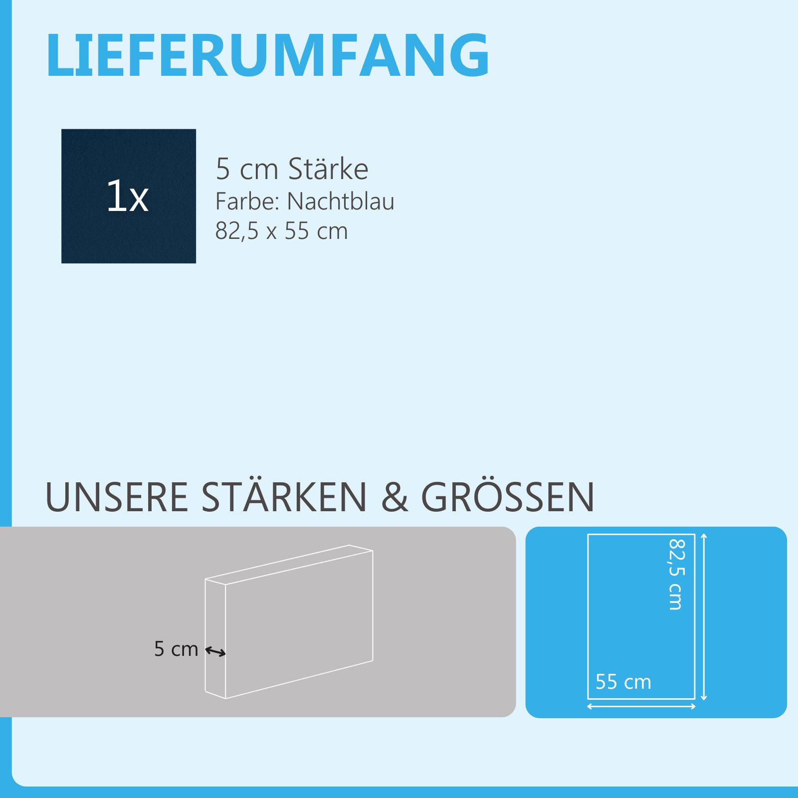 platino24 Akustikplatte Rechteck aus Basotect ® G+ mit Akustikfilz 825x550x50mm