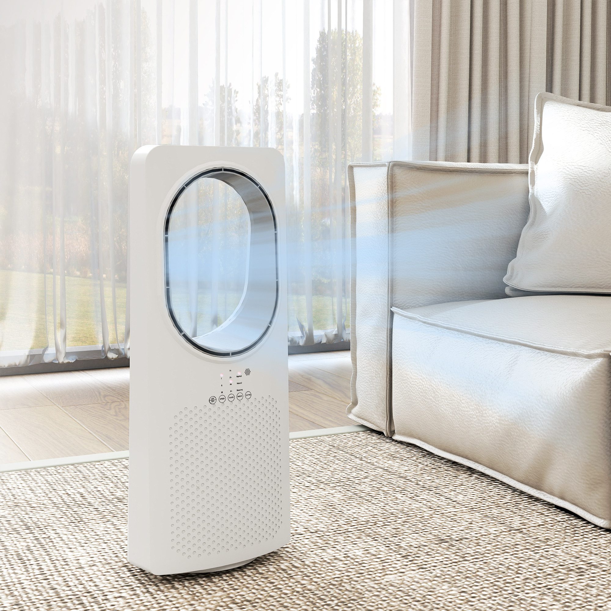 HOMCOM Turmventilator, Bladeless, 15h Timer, Fernbedienung