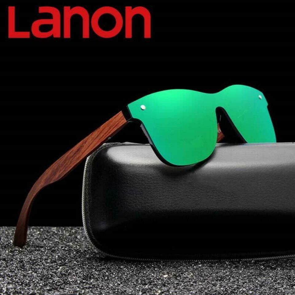Lamon Sonnenbrille Fashion Polarized Herren Sonnenbrille Naturholz UV400 Radfahren green
