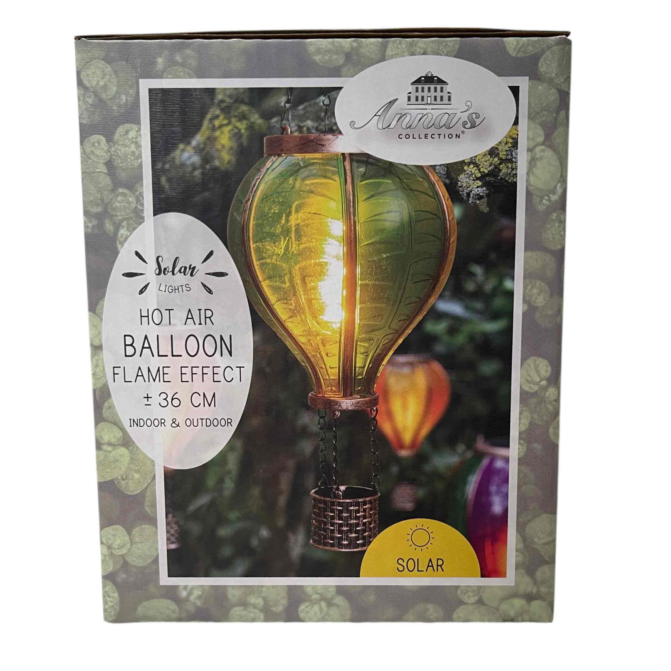 Coen Bakker LED Solarleuchte Hot Air Balloon, LED, amberfarben, Hängeleuchte Heißluftballon grün 12 LED 11x20cm