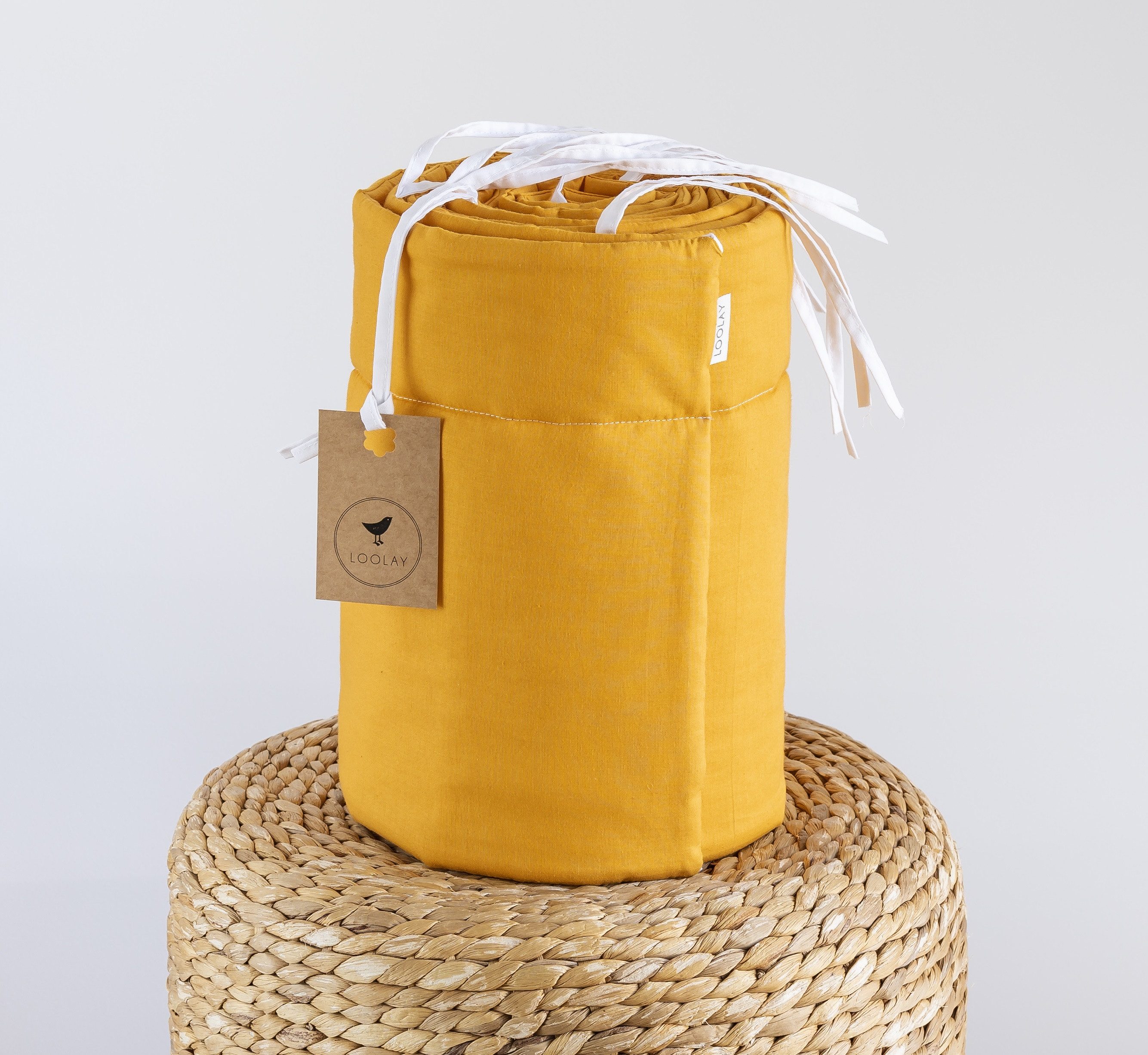 Loolay Bettnestchen SENFGELB Baumwolle Atmungsaktives Babybett Nestchen BETTUMRANDUNG, (GESCHENK Ausstattung Erstausstattung für Neugeborene GELB 140x70 o. 120x – Bild 3 von 5
