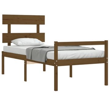furnicato Bett Seniorenbett mit Kopfteil 100x200 cm Honigbraun Massivholz