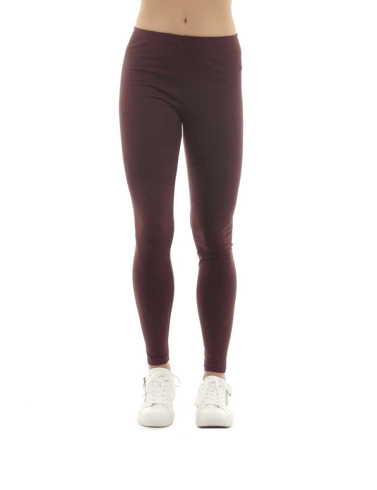 F&K-Mode Leggings Damen Leggings lang Hose Baumwolle gummi braun