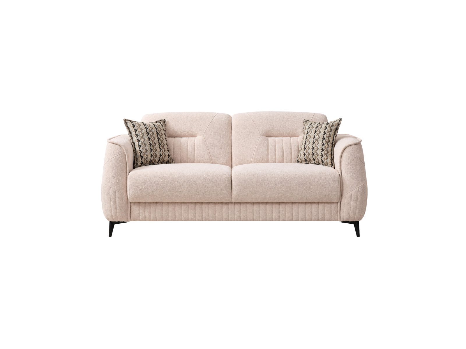 Villa Möbel Sofa Pasto, 1 Einzelsofa 1 Teile, Beige 2er Sofa Schlaffunktion durch aufklappbare Sitzfläche