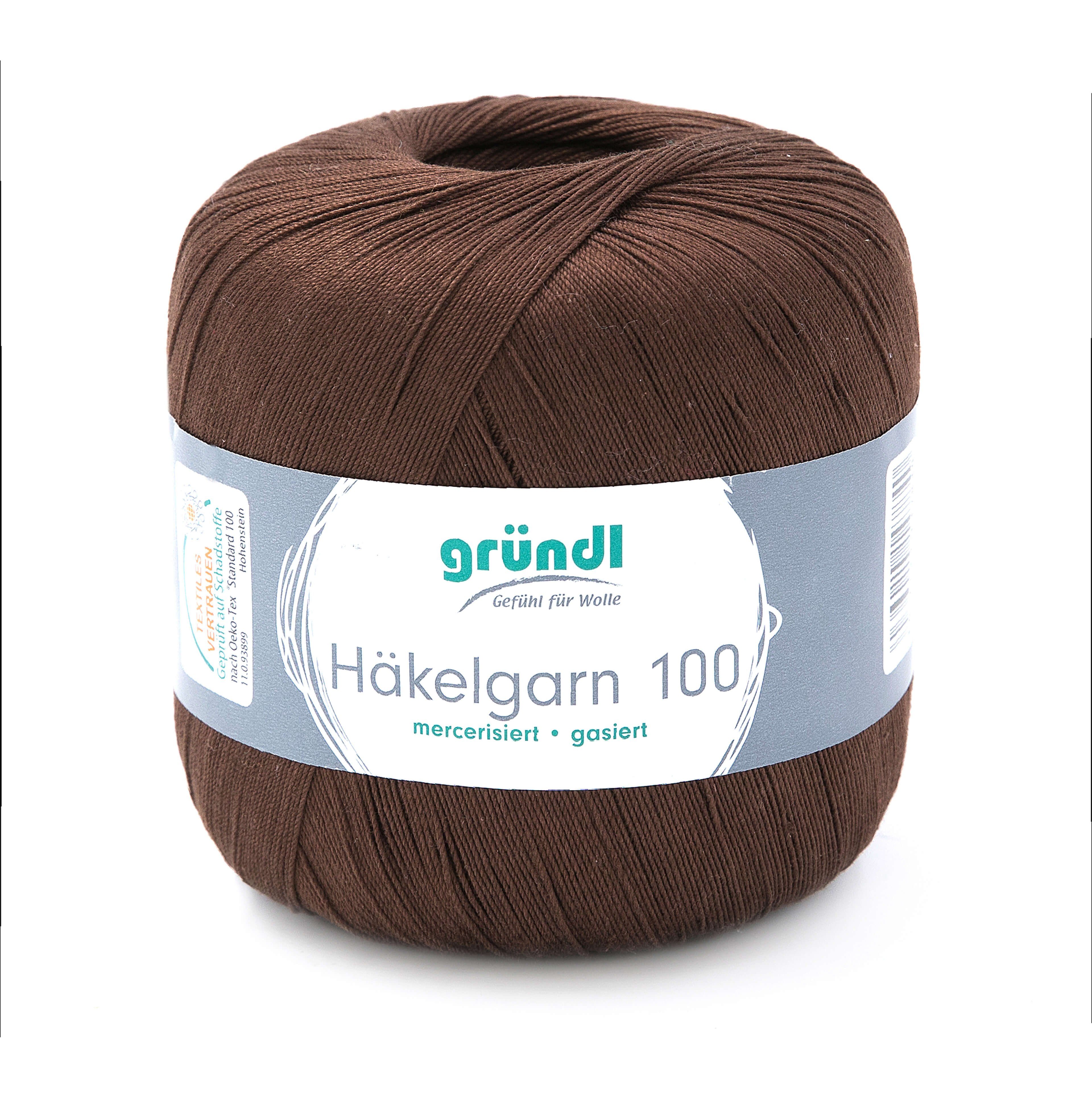 Gründl Häkelgarn 100, Baumwolle dünn zum Häkeln Handarbeiten DIY, 100g Häkelwolle, 566,00 m (Baumwollgarn, Filethäkelgarn), 60° waschbar