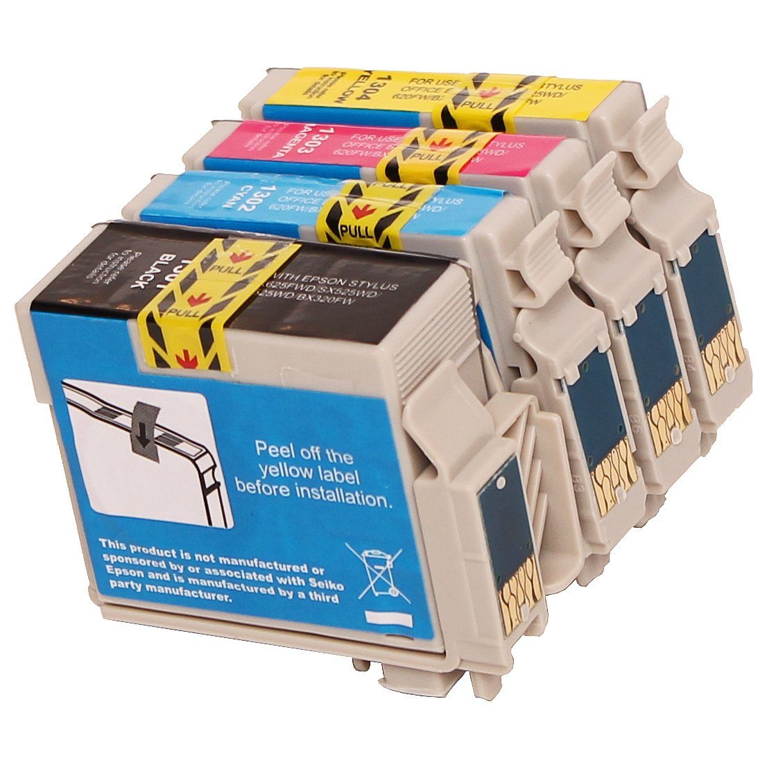 ABC Tintenpatrone (Kompatibel Set 4x Druckerpatrone für Epson T1301-T1304 B42WD BX320FW B, 30 Series BX635FWD BX925FWD BX935FWD SX525WD SX535WD SX620FW Workforce)