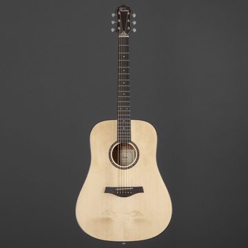 FAME Westerngitarre, Dreadnought Deluxe Westerngitarre, Massiv Fichtendecke, Mahagonikorpus, C-Profil Hals, Ebenholz Griffbrett, Open-Gear-Mechaniken, Natural-Highgloss-Finish, Dreadnought Deluxe, Massiv Fichtendecke, Mahagonikorpus