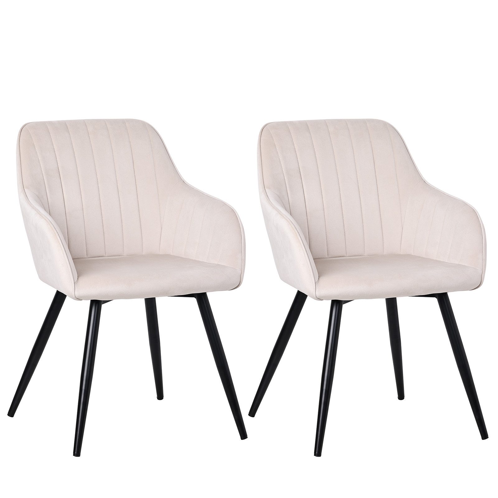 HOMAVO Esszimmerstuhl YZ5 Set 2 Stück in Samt mit Armlehnen-modernen Design (2er Set), Met armleuningen, stabile Metallbeine, modernes Design