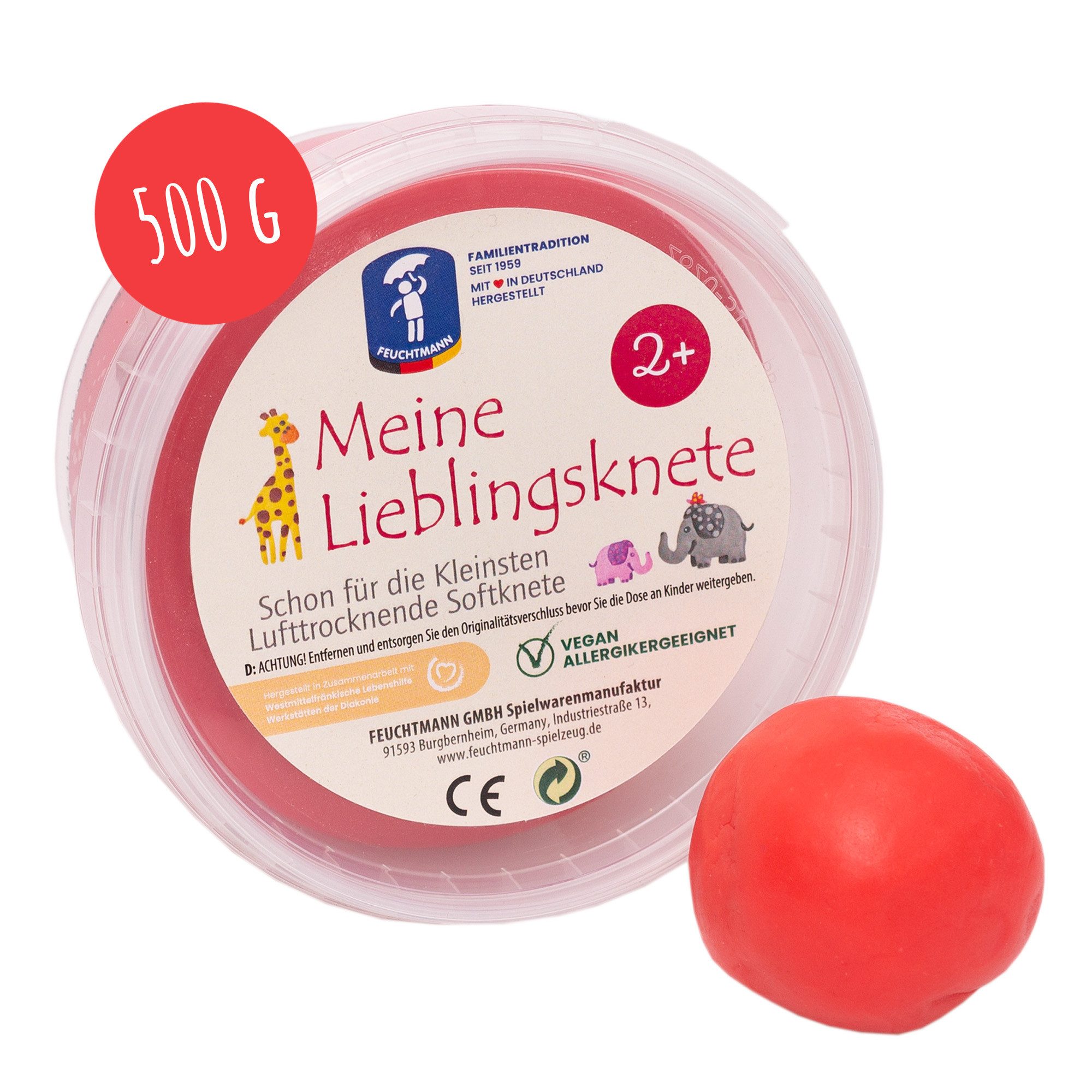 Feuchtmann Knete MEINE LIEBLINGSKNETE Edu Edition Rot (1-tlg), 500g vegane glutenfreie Kinderknete ab 2 Jahren