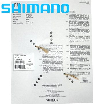 Shimano Fahrrad-Montageständer Shimano DEORE FC-M480 Fahrrad MTB Kurbel Ersatz Kettenblatt 32T Silber