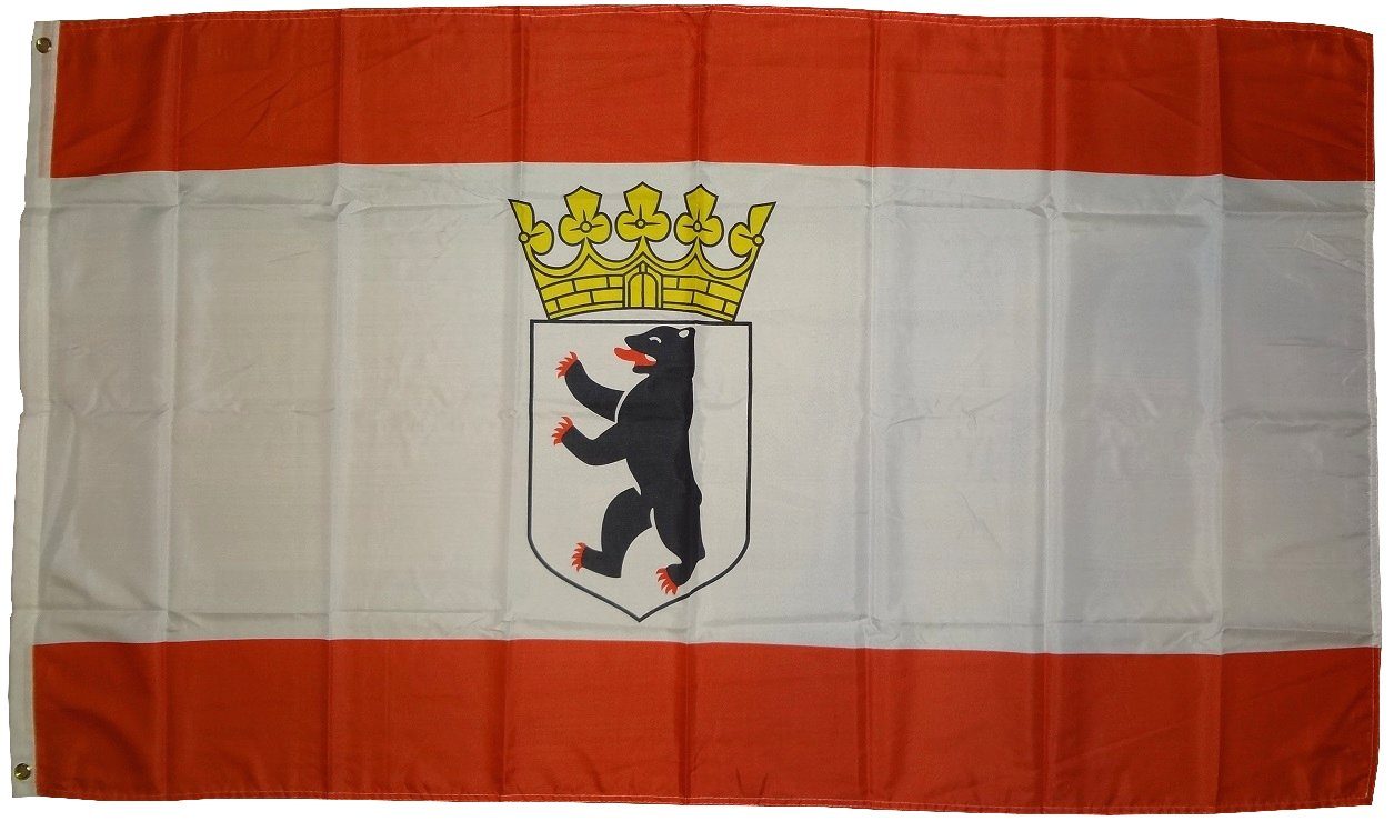 trends4cents Flagge XXL Flagge 250 x 150 cm Hissfahne Bundesland Sturmflagge 3 Messingösen (Berlin Bär mit Krone), für Fahnenmaste | Fahnen