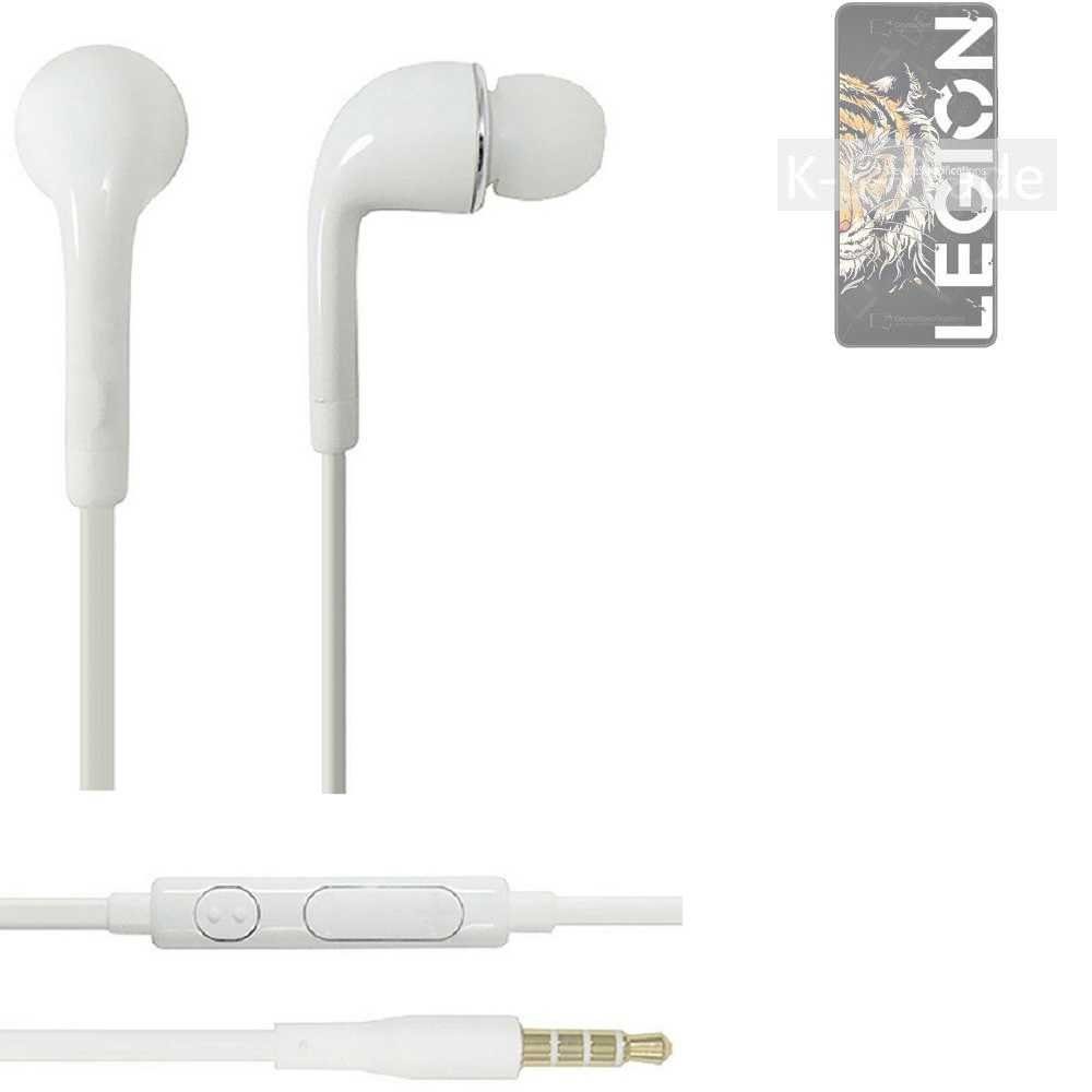 K-S-Trade für Lenovo Legion Y70 In-Ear-Kopfhörer (Kopfhörer Headset mit Mikrofon u Lautstärkeregler weiß 3,5mm)