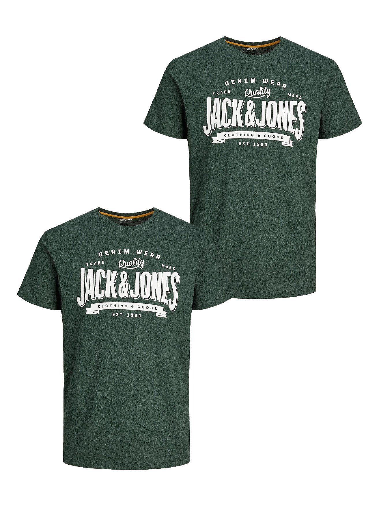 Jack & Jones T-Shirt 2er- Set T-Shirt Rundhals JJECORP Pack LOGO Print (2-tlg) 5371 in Grün-2