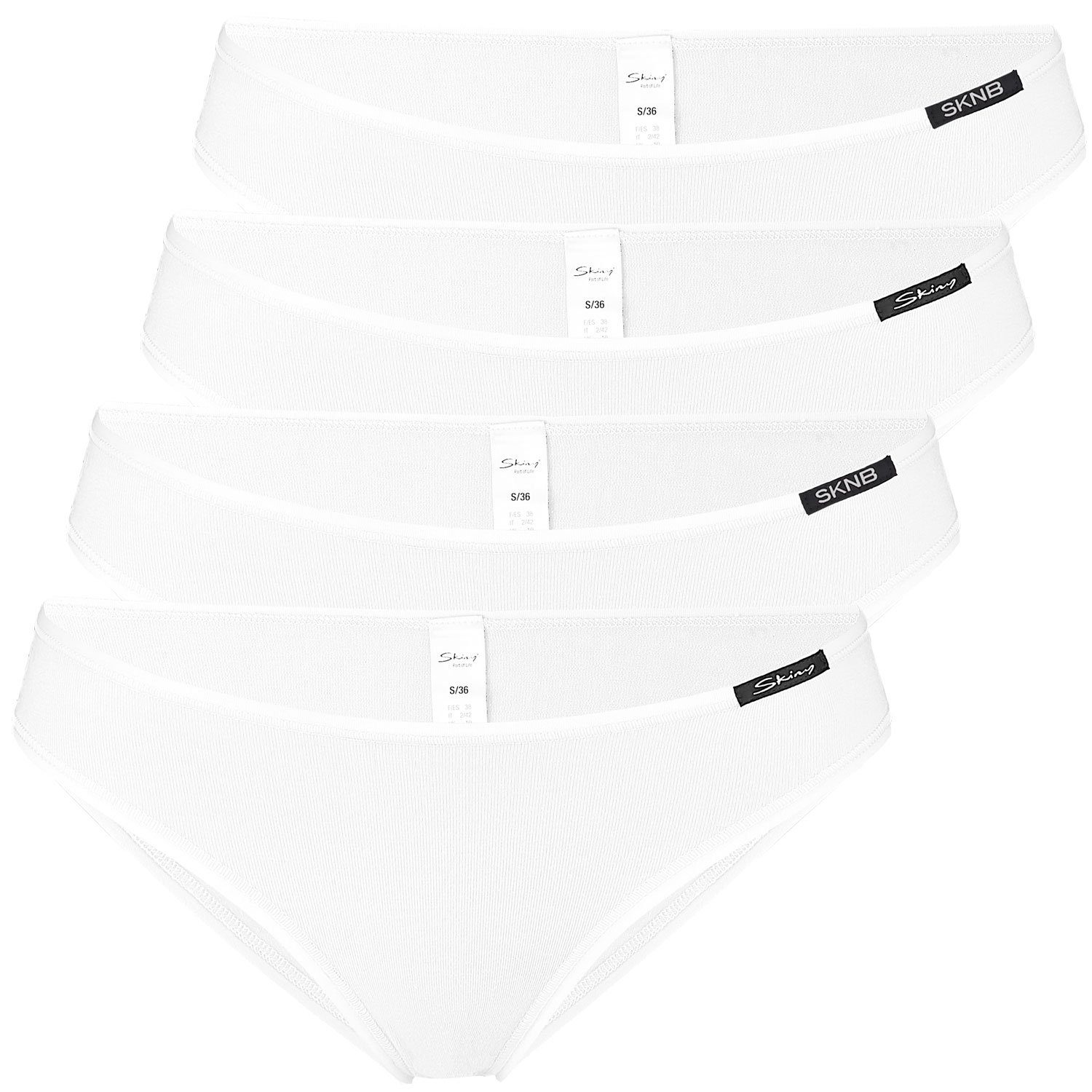 im an Beinen (4-St) 4er Skiny Abschlüssen flachen Bund und Slip weiß mit Pack