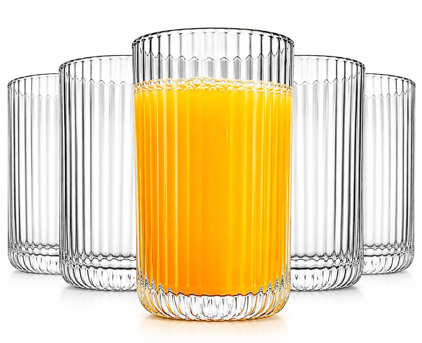 Sendez Tumbler-Glas 6er Set Trinkgläser mit Relief 270 ml Wassergläser Cocktailgläser, 6-tlg., Glas