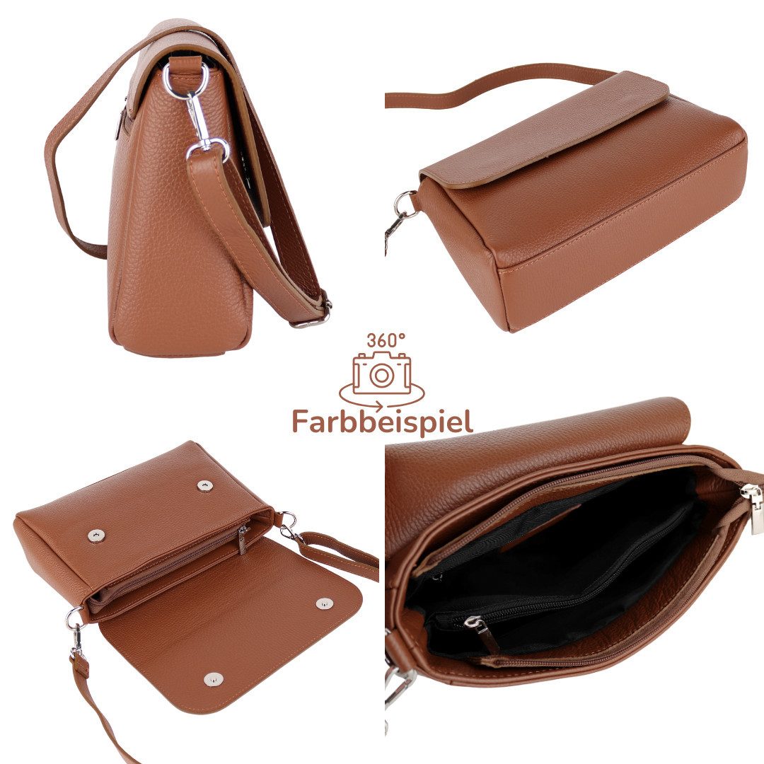 MIRROSI Umhängetasche Damen, Crossbody Bag, Echtleder Made in Italy (1 Tasche 2 Gurte oder Basic Version 1 Tasche 1 Gurt), 27x20x7cm (BXHXT) Mittelgroß – Bild 4 von 4