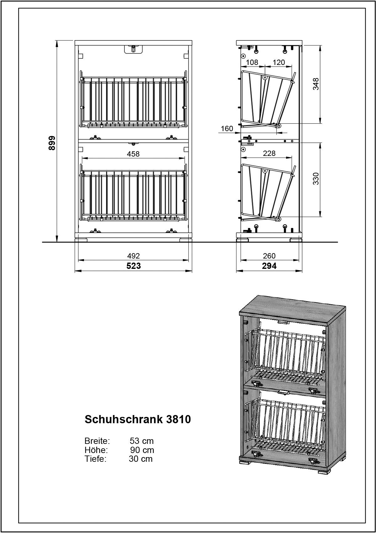 GERMANIA Schuhschrank COLORADO Navarra-Eiche-Nachbildung/Basalt | Navarra-Eiche-Nachbildung