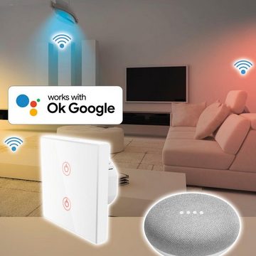 Xavax WiFi unterputz Wandschalter/Lichtschalter mit Alexa-/Google-Steuerung Smarter Lichtschalter