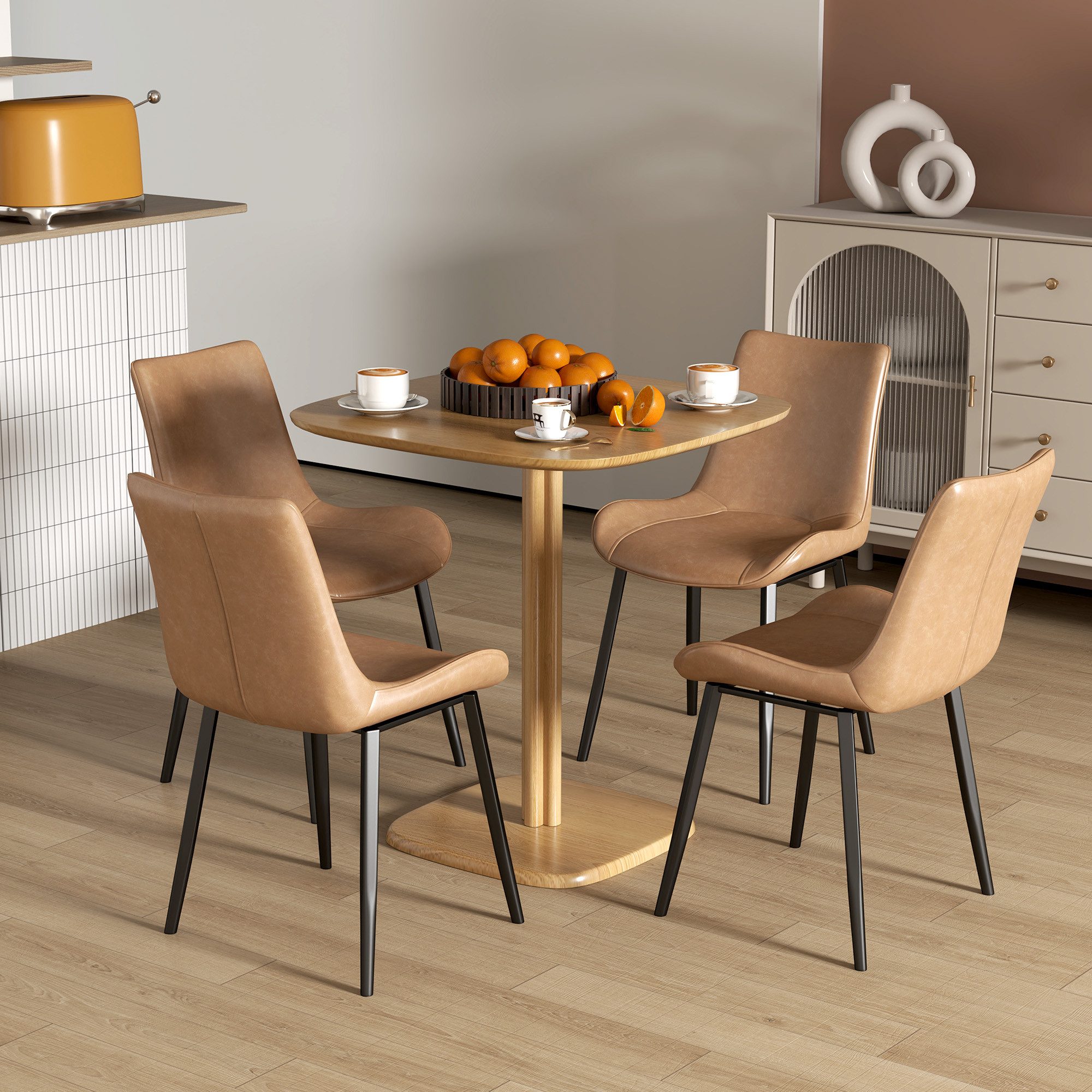 HOMCOM Esstisch Küchentisch für 4 Personen, 70 x 70 cm Quadratischer Moderner (Esszimmertisch, 1-St., Holztisch), für Küche, Esszimmer, Natur