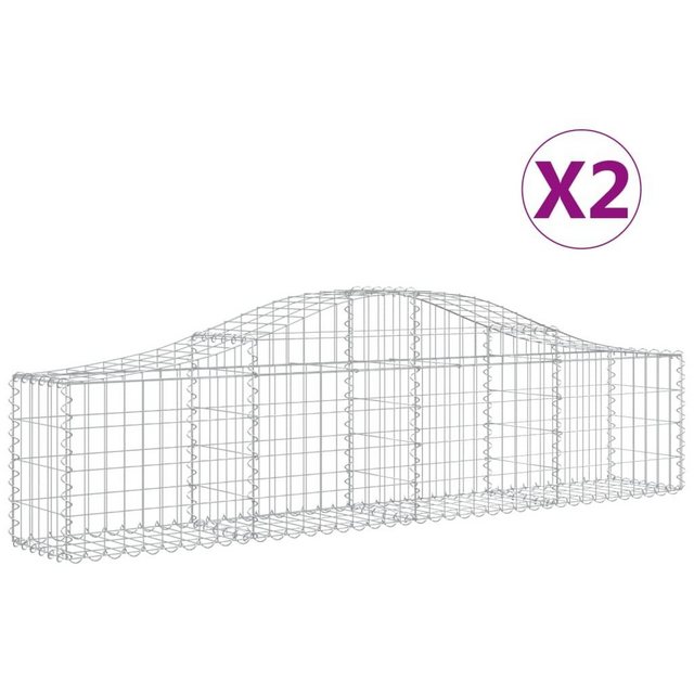 vidaXL Seitenmarkise Gabionen mit Hochbogen 2 Stk 200x30x4060 cm Verzinktes Eisen Sichtschu